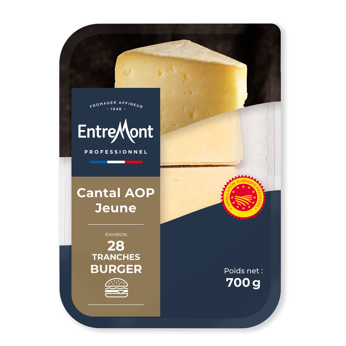 CANTAL JEUNE AOP ENTREMONT TRANCHES CARREES 28 * 25 GR