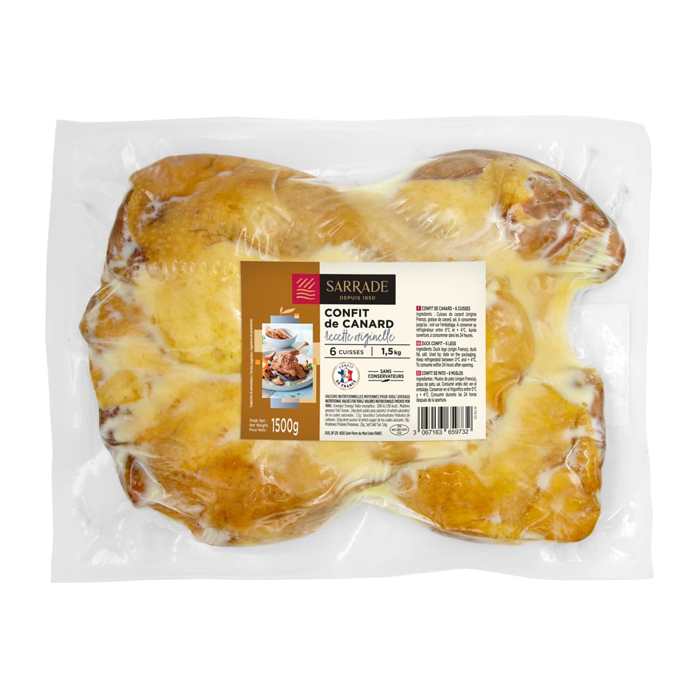 CONFIT CANARD 6 CUISSES SS VIDE 1.5 KG SARRADE