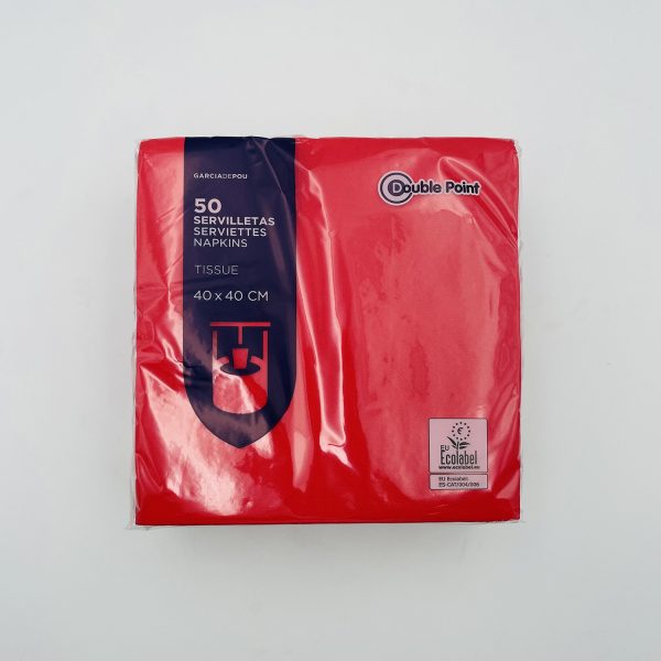 SERVIETTES ECOLABEL DOUBLE POINT ROUGE 18G 39X39 / 50